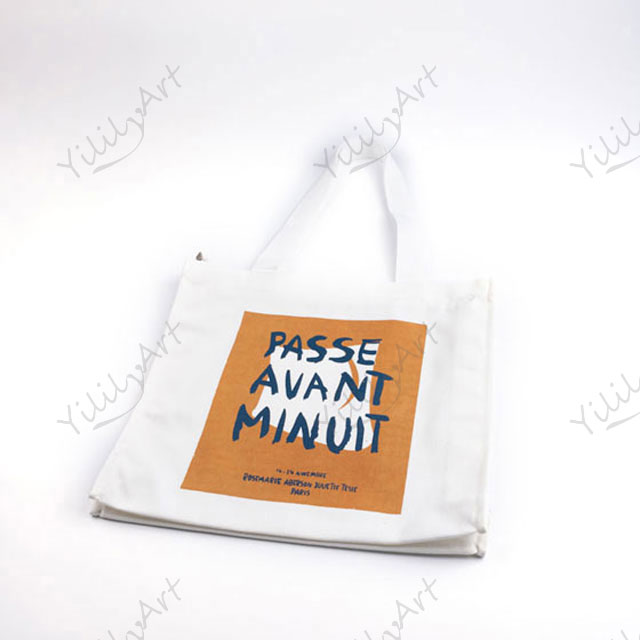 Wholesale YililyArt Handmade Nature Color Cotton Canvas Fashion Canvas Shopping Bag
