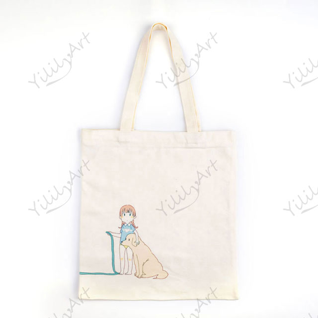 Wholesale YililyArt Handmade Organic Custom Cotton Canvas Shopping Logo Tote Bag