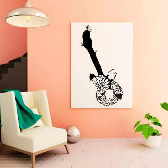 Metal Wall Decor Black Guitar Handmade