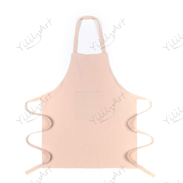 Wuxi Yililyart Nature Apron Cream Yellow Grey Color Cotton Canvas Kitchen Apron