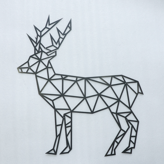Laser Cutting Black Metal Deer Wall Decor