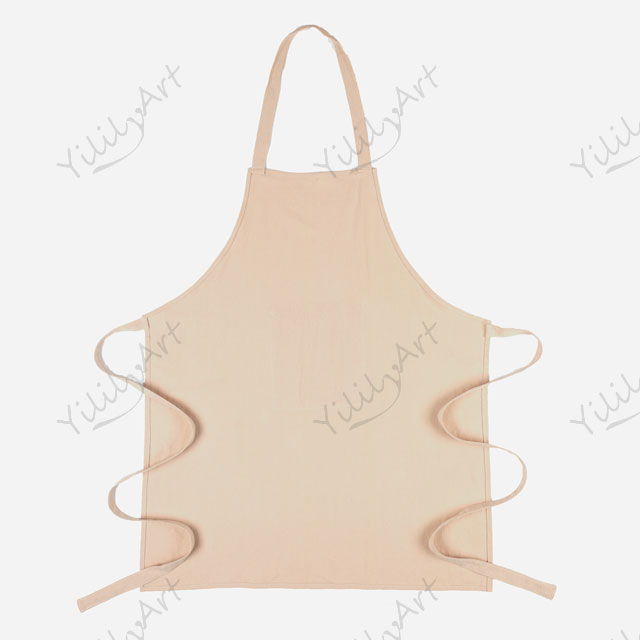 Wuxi Yililyart Nature Apron Cream Yellow Grey Color Cotton Canvas Kitchen Apron