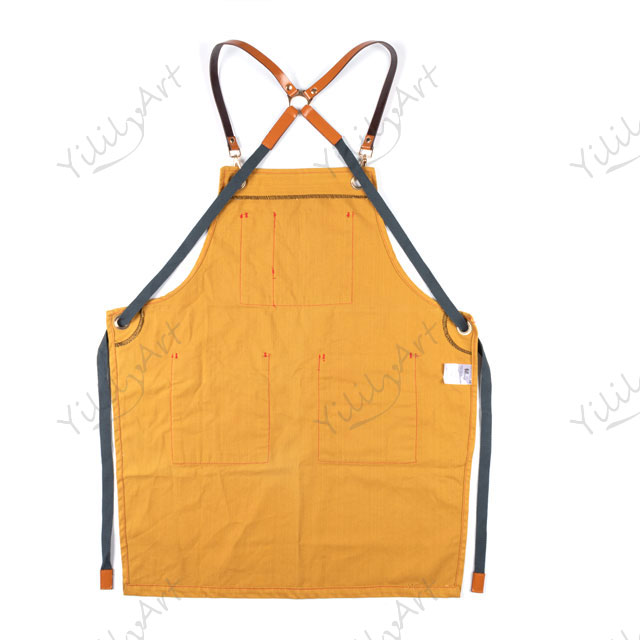 Wuxi Yililyart Cotton Canvas Cross Back Yellow Apron
