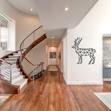 Laser Cutting Black Metal Deer Wall Decor